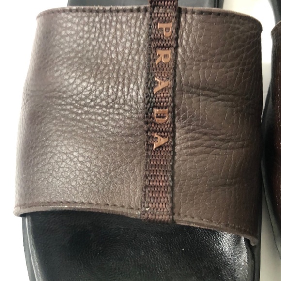 Prada Men's Brown Leather Sandals Size 7.5 - Picture 5 of 9